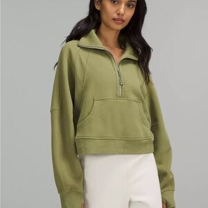 Scuba Oversized Funnel Neck Half-Zip Green